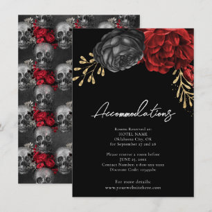 Gothic Red Floral Wedding Accommodations Enclosure Card