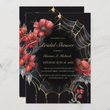 Gothic Red & Gold Floral Spider Web Bridal Shower