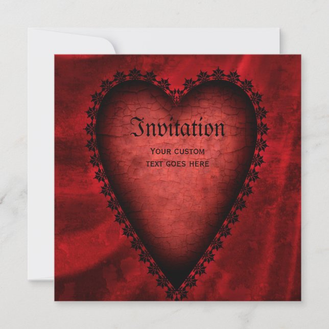 Gothic Red Heart Invitation (Front)