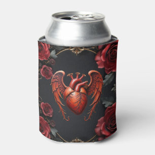 Gothic Red Heart with Roses – Dark Romantic  Can Cooler