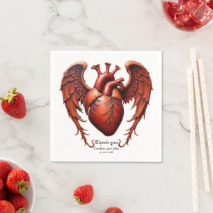 Gothic Red Heart with Roses – Dark Romantic Napkin