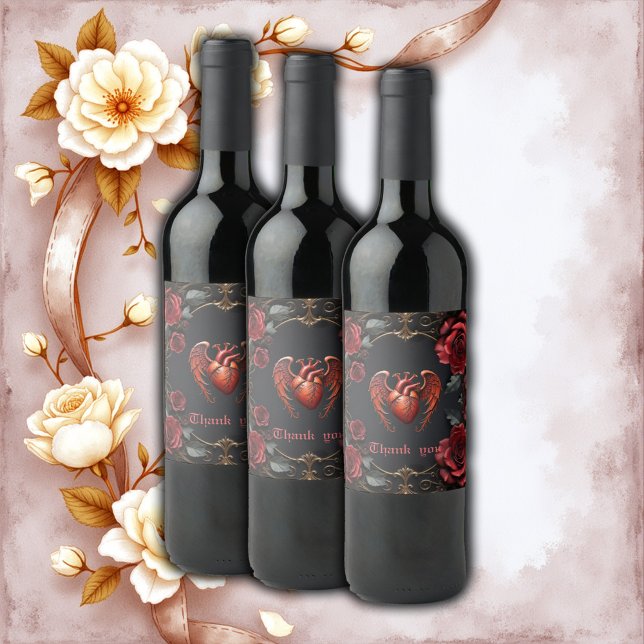Gothic Red Heart with Roses – Dark Romantic Wine Label (Creator Uploaded)
