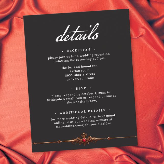 Gothic Red Rose Border Until Death Wedding Enclosure Card (Gothic Red Rose Border Until Death Wedding Enclosure Card)