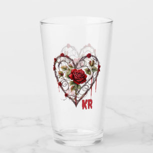 Gothic Red Rose Heart Vine Artwork Glass
