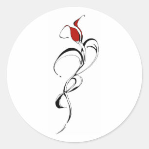 Gothic Red Rose Lady Surreal Tribal Tattoo Art Classic Round Sticker