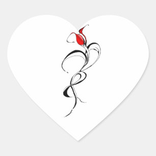 Gothic Red Rose Lady Surreal Tribal Tattoo Art Heart Sticker