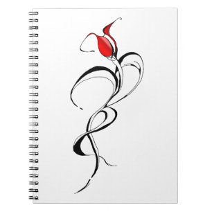 Gothic Red Rose Lady Surreal Tribal Tattoo Art Spiral Notebook