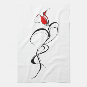 Gothic Red Rose Lady Surreal Tribal Tattoo Art Tea Towel
