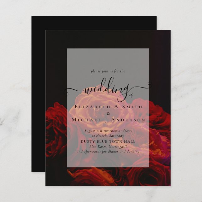 Gothic Red Roses Goth Wedding Invite (Front/Back)