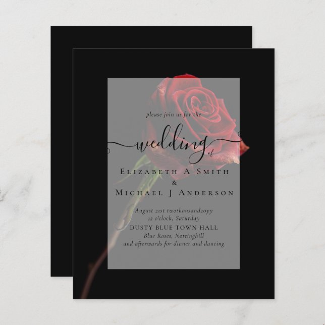 Gothic Red Roses Goth Wedding Invite (Front/Back)