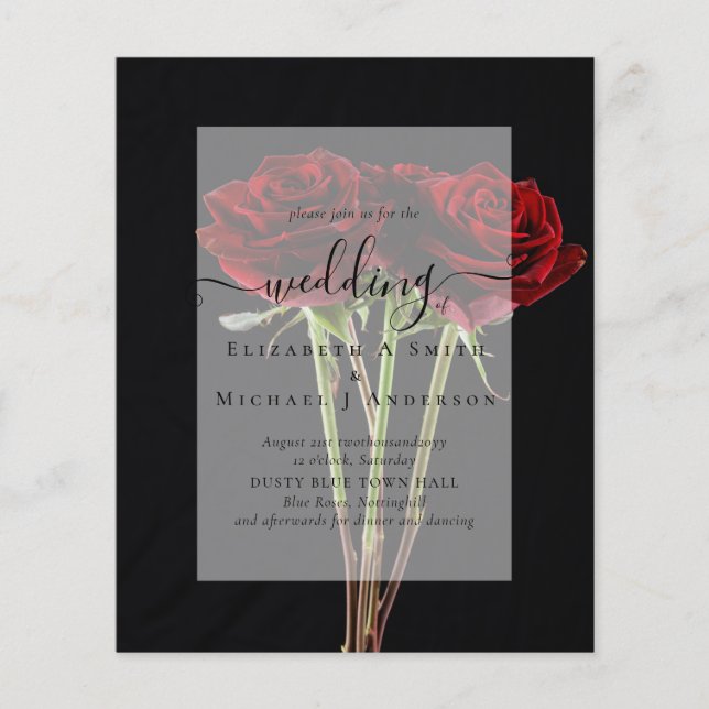 Gothic Red Roses Goth Wedding Invite Flyer (Front)