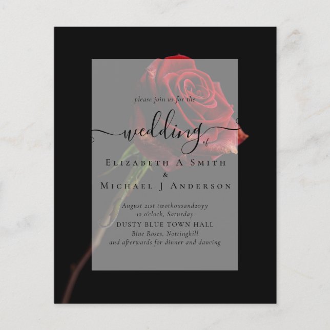 Gothic Red Roses Goth Wedding Invite Flyer (Front)