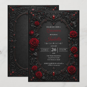 Gothic Red roses Quinceañera Invitation