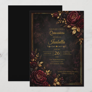 Gothic Red roses Quinceañera Invitation