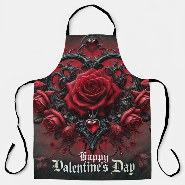 Gothic red roses Valentine's day Apron (Front)