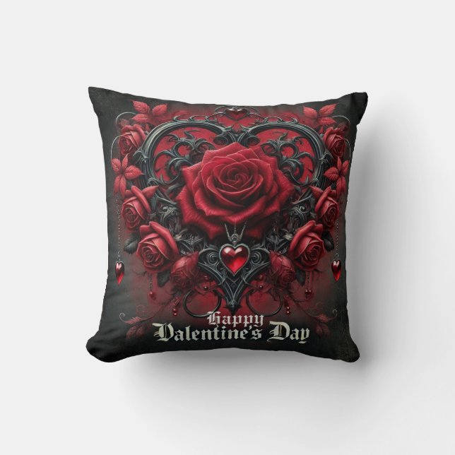 Gothic red roses Valentine's day Cushion (Front)