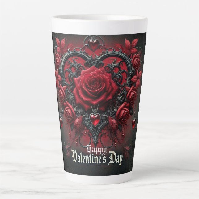 Gothic red roses Valentine's day Latte Mug (Front)