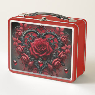 Gothic red roses Valentine's day Metal Lunch Box