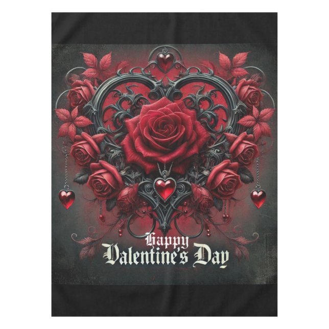 Gothic red roses Valentine's day Tablecloth (Front)