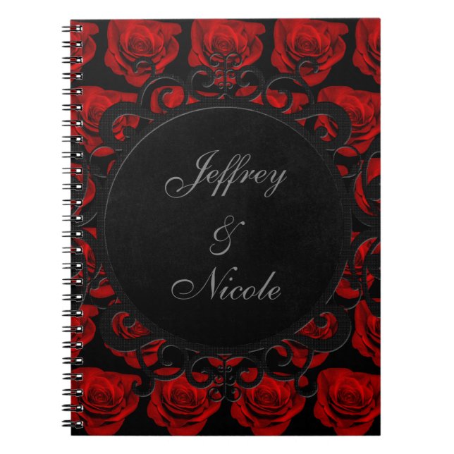 Gothic Red Roses Victorian Wedding Notebook (Front)