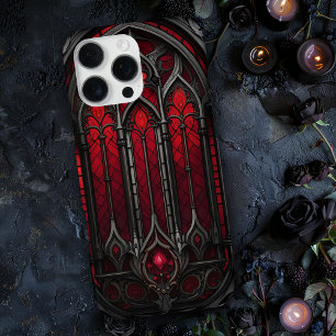 Gothic Red Stained Glass iPhone 16 Pro Max Case