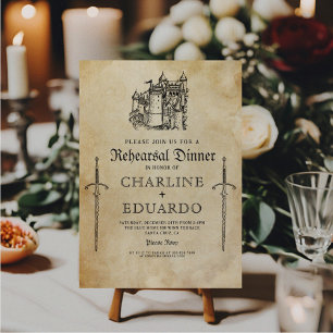 Gothic Rehearsal Dinner Black Silver Invitation