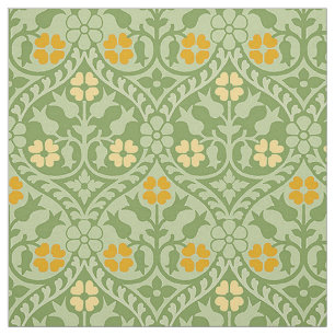Gothic Revival Floral, Green and Goldenrod Fabric