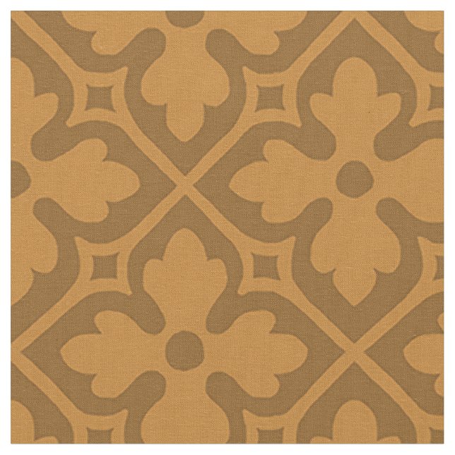 Gothic Revival Quatrefoils, Burnt Caramel Fabric (Close Up)