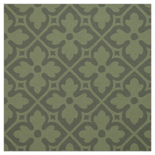 Gothic Revival Quatrefoils, Loden Green Fabric