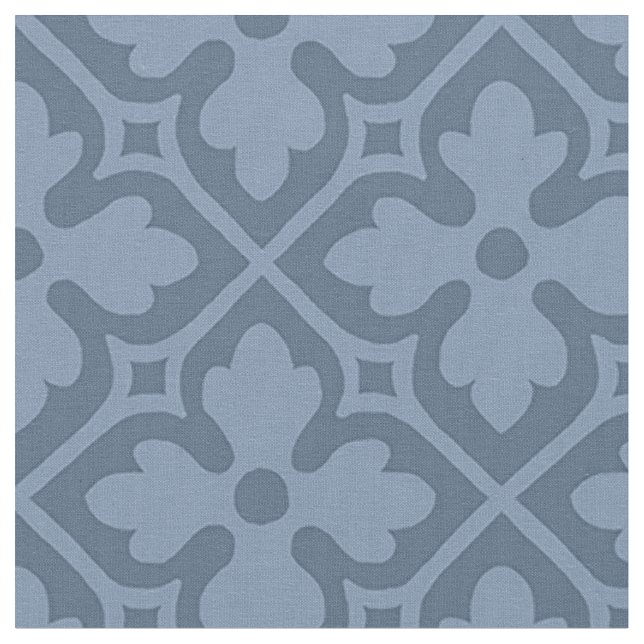 Gothic Revival Quatrefoils, Slate Blue Fabric (Close Up)