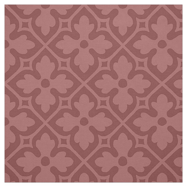 Gothic Revival Quatrefoils, Soft Burgundy Fabric (Swatch)