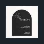 Gothic RIP 20s 30th Birthday Party Black and White Napkin<br><div class="desc">This is a 30th birthday gothic style, RIP 20s party design. This simple RIP 20s design, is in classic black and white with stylish typography and a headstone / gravestone shape. The template is set up for you to simply add your name birthday party details. Perfect for a cool and...</div>