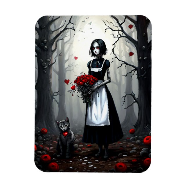 Gothic Robot Girl Magnet (Vertical)