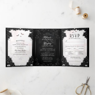 Gothic Romance B&W "Together With" MENU RSVP