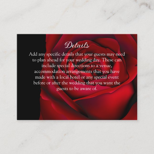 Gothic Romance Bold Red Rose Enclosure Card (Front)