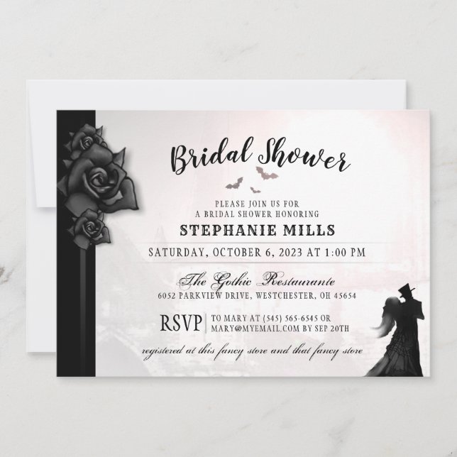 Gothic Romance Bridal Shower Invitation (Front)