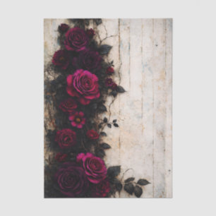 Gothic Romance Dark Burgundy Roses FE1L Decoupage Tissue Paper