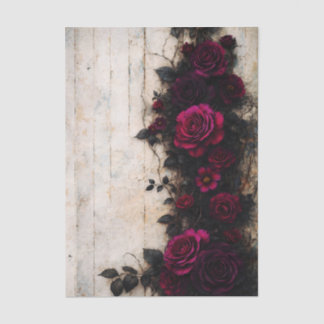 Gothic Romance Dark Burgundy Roses FE1R Decoupage Tissue Paper