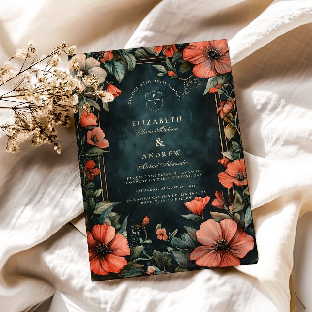 Gothic Romance Floral Wedding Invitation (Creator Uploaded)