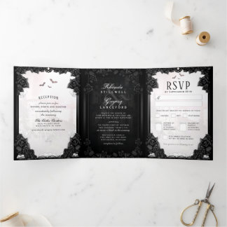 Gothic Romance Halloween Black & White MENU