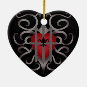 Gothic romance imprisoned heart Valentine's day Ceramic Tree Decoration