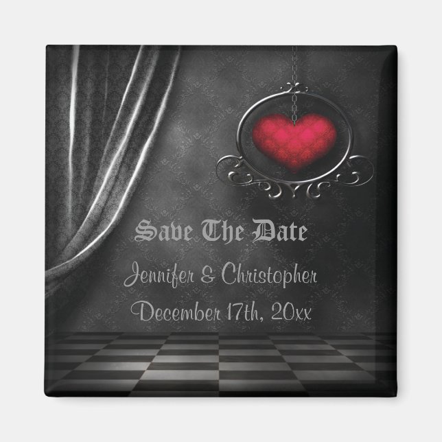 Gothic Romance Save The Date Wedding Magnet (Front)