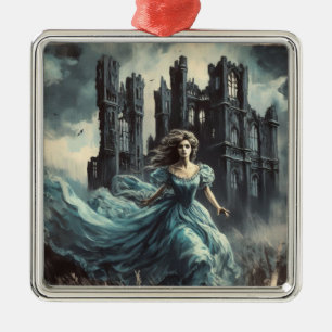 Gothic Romance Spooky Ruined Castle Horror Metal Tree Decoration