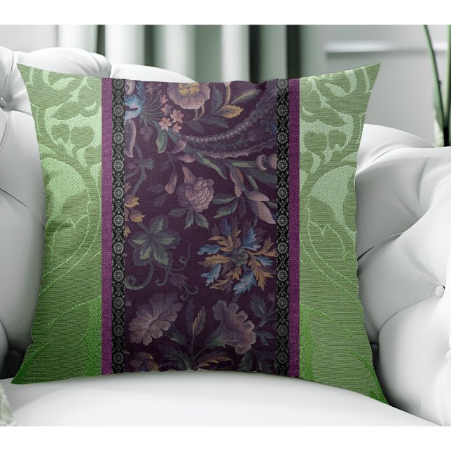 Gothic Romance: Victorian Elegance Green & Purple Cushion (Creator Uploaded)