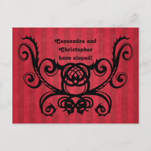 Gothic romance victorian red black we've eloped announcement postcard