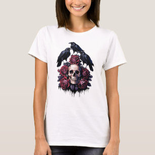 Gothic Romance: Where Skulls, Roses and Ravens Ent T-Shirt