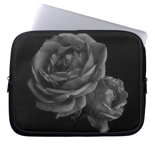 Gothic Romantic Black Roses Laptop Sleeve (Front)