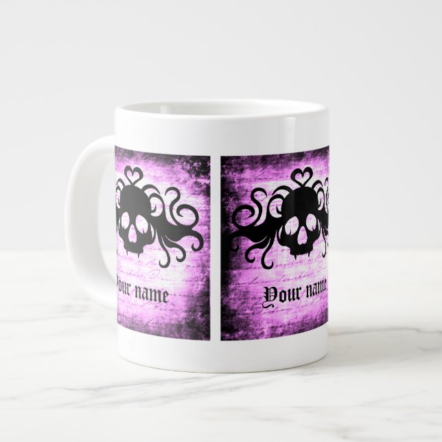 Gothic romantic fanged skull large coffee mug (Front Left)