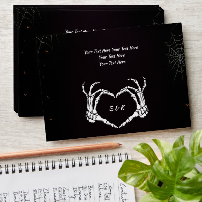 Gothic Romantic Skeleton Hand Halloween Wedding Envelope (Stacked)