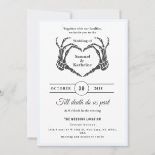 Gothic Romantic Skeleton Hand Halloween Wedding Invitation